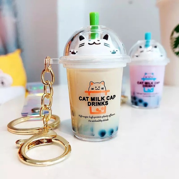 Bubble tea keychain liquid boba tea cartoon cute - Picture 2 of 3